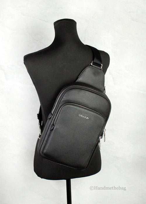 Coach Ethan Black Leather Sling Pack Shoulder Bag
